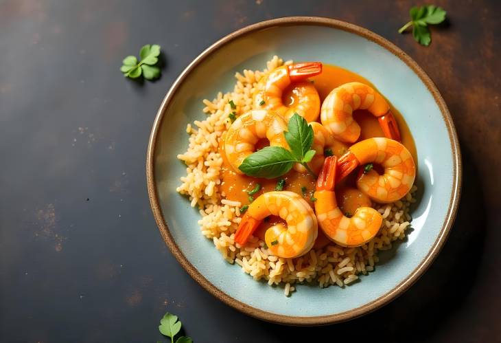 Spicy Shrimp Curry Served with Rice